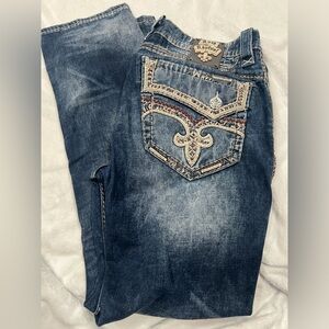 Mens Rock Revival Jeans 36/33 Straight "Geras" Dark Wash- Like new